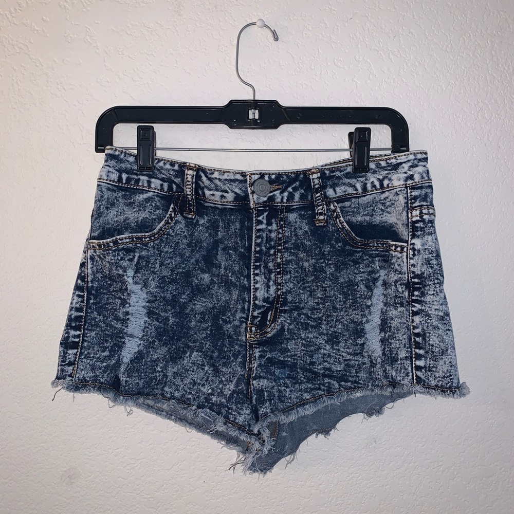 Acid wash jean shorts